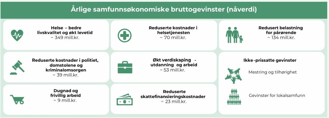 Årlige samfunnsøkonomiske bruttogevinster